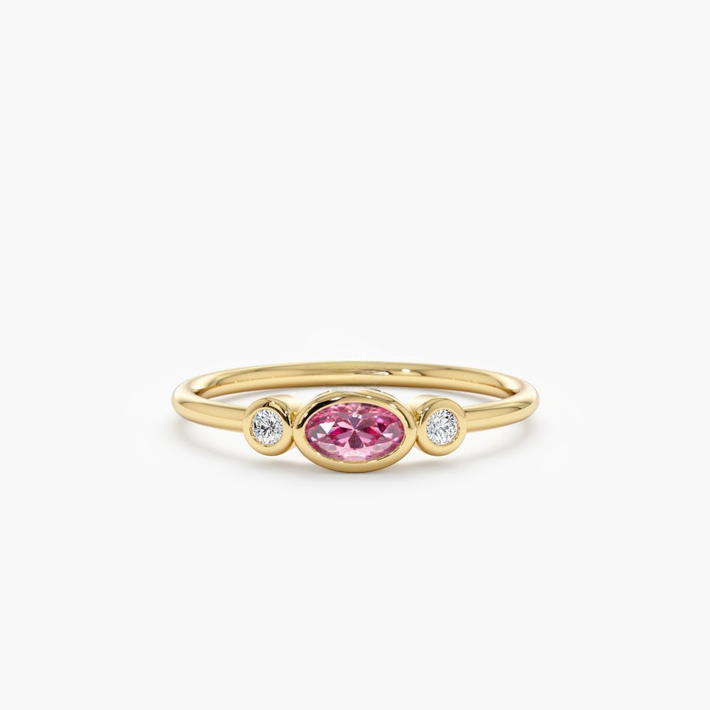 925 Sterling Silver Oval Diamond and Pink Sapphire