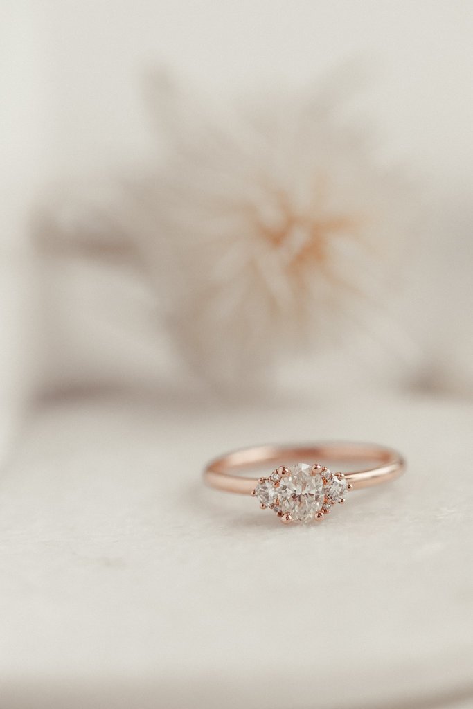 925 Sterling Silver Oval Diamond Ring