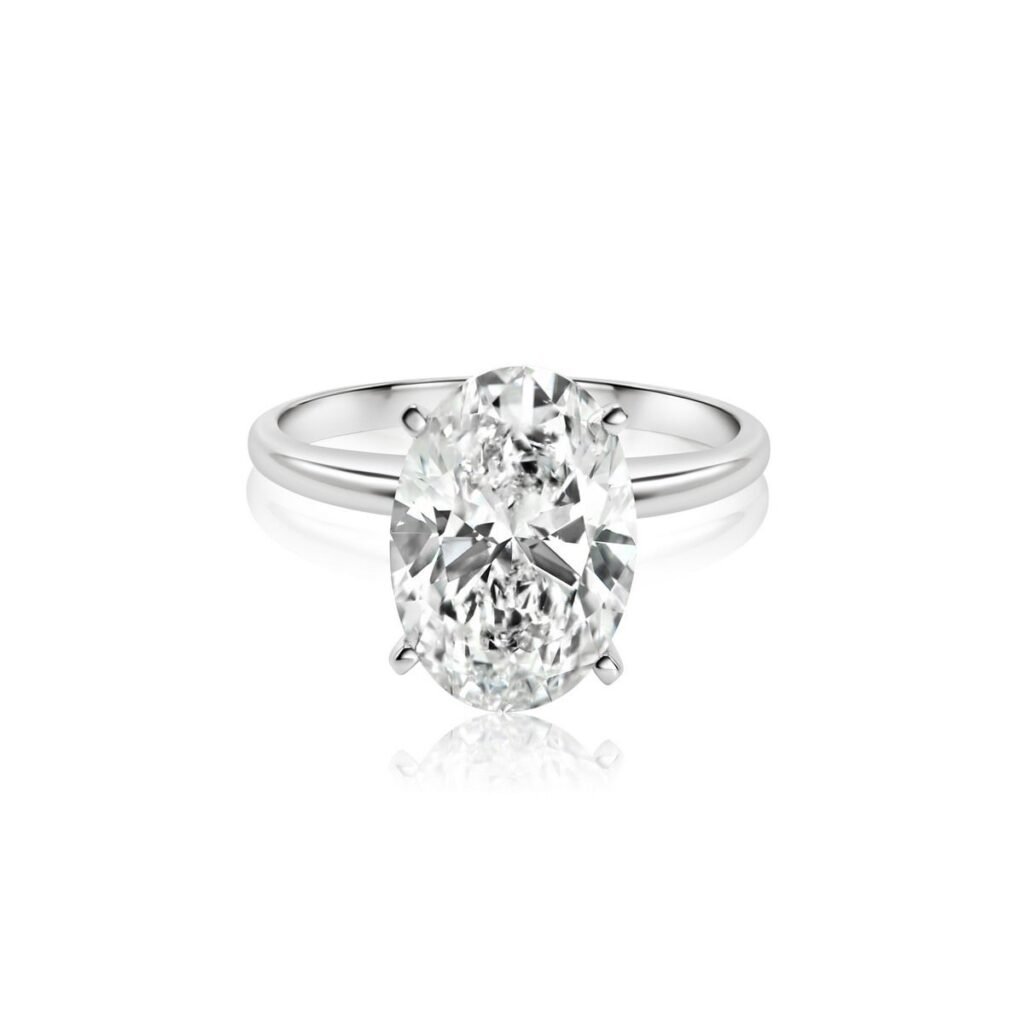 925 Sterling Silver Oval Cut Diamond Solitaire Engagement Rings