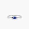 925 Sterling Silver Oval Diamonds and Sapphire Engagement Ring - Image 3