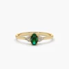 925 Sterling Silver Oval Emerald and Diamond Ring
