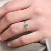 925 Sterling Silver Oval Emerald and Diamond Ring - Image 2
