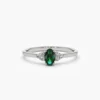 925 Sterling Silver Oval Emerald and Diamond Ring - Image 4