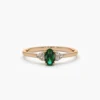925 Sterling Silver Oval Emerald and Diamond Ring - Image 6