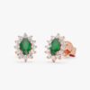925 Sterling Silver Oval Emerald Halo Diamond Studs - Image 3