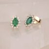 925 Sterling Silver Oval Emerald Halo Diamond Studs - Image 4