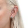 925 Sterling Silver Oval Emerald Halo Diamond Studs - Image 7