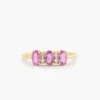 925 Sterling Silver Oval Genuine Pink Sapphire and Diamond Ring