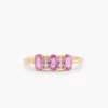 925 Sterling Silver Oval Genuine Pink Sapphire and Diamond Ring - Image 3