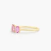 925 Sterling Silver Oval Genuine Pink Sapphire and Diamond Ring - Image 4