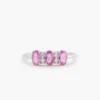 925 Sterling Silver Oval Genuine Pink Sapphire and Diamond Ring - Image 5