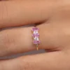 925 Sterling Silver Oval Genuine Pink Sapphire and Diamond Ring - Image 6