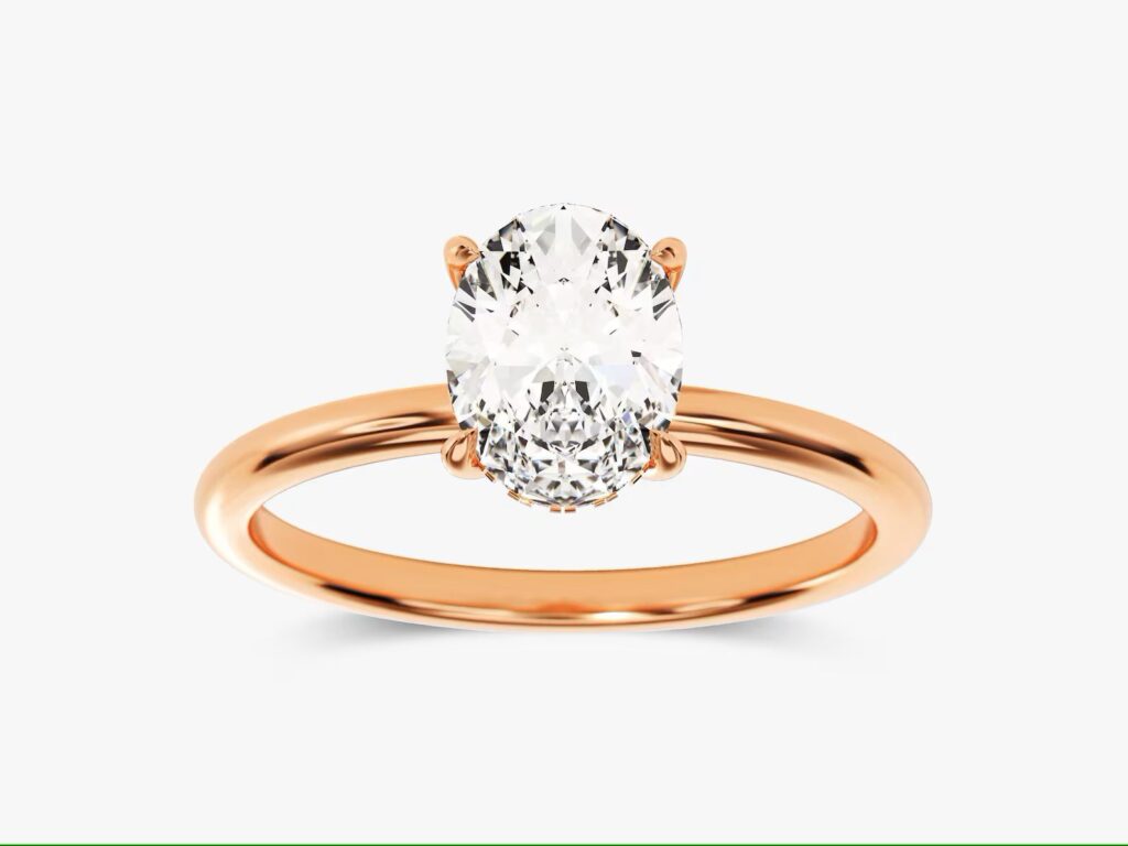 925 Sterling Silver Oval Hidden Halo Engagement Ring Platinum Solitaire Promise Ring