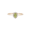 925 Sterling Silver Oval Peridot & Diamond Ring