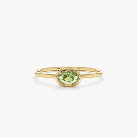 925 Sterling Silver Oval Peridot Ring
