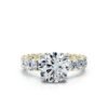 925 Sterling Silver Oval & Round Diamond Engagement Ring