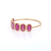 Refined sterling silver ring with six bezel-set rubies
