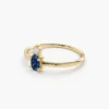 925 Sterling Silver Oval Sapphire and Diamond Ring