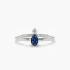 925 Sterling Silver Oval Sapphire and Diamond Ring - Image 2
