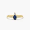 925 Sterling Silver Oval Sapphire and Diamond Ring - Image 3