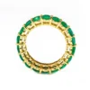 925 Sterling Silver Oval Shaped Emerald Eternity Band - Image 4