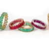 925 Sterling Silver Oval Shaped Emerald Eternity Band - Image 7