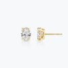925 Sterling Silver Oval Solitaire Studs , 1ct.  Diamond Studs - Image 2