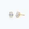 925 Sterling Silver Oval Solitaire Studs , 1ct.  Diamond Studs - Image 5