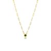 925 Sterling Silver Paperclip Bezel Emerald Necklace