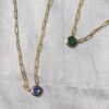 925 Sterling Silver Paperclip Bezel Emerald Necklace - Image 2