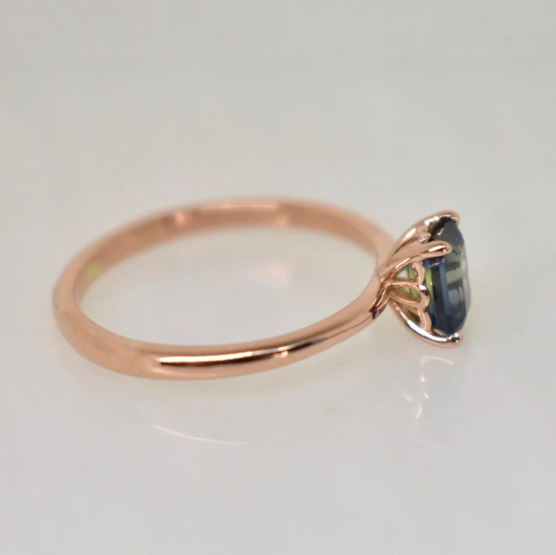 925 Sterling Silver Parti Color Sapphire Solitaire Ring