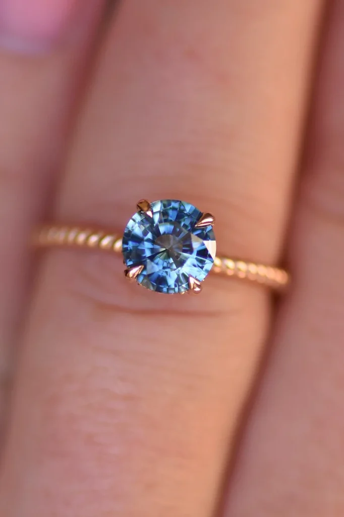 925 Sterling Silver Pastel Blue Sapphire & Diamond Engagement Ring