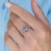 925 Sterling Silver Pastel Blue Sapphire Leaf Engagement Ring - Image 4