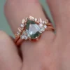 925 Sterling Silver Pastel Green Sapphire and Diamond Engagement Ring