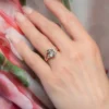 925 Sterling Silver Pastel Green Sapphire and Diamond Engagement Ring - Image 2