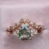 925 Sterling Silver Pastel Green Sapphire and Diamond Engagement Ring - Image 4