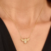 Sterling silver bee necklace with pave diamond detailing
