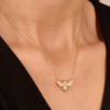 Thick gold-plated sterling silver bee necklace