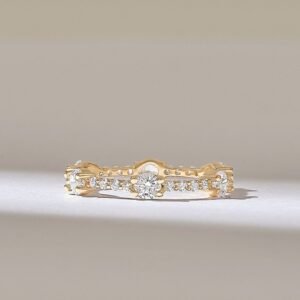 925 Sterling Silver Pave Diamond Bubble Eternity Ring: Infinity Wedding Band, 1.30CT