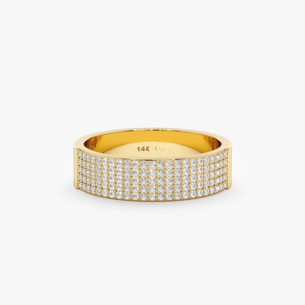 925 Sterling Silver Pave Diamond Cigar Band
