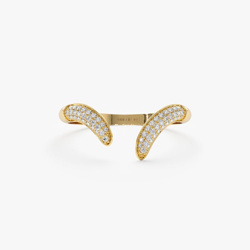 925 Sterling Silver Pave Diamond Cuff Ring