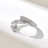 925 Sterling Silver Pave Diamond Cuff Wrap Ring - Image 6