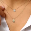 Thin gold-plated sterling silver necklace with a round disc
