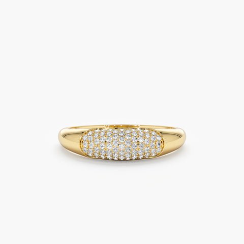 925 Sterling Silver Pave Diamond Dome Ring