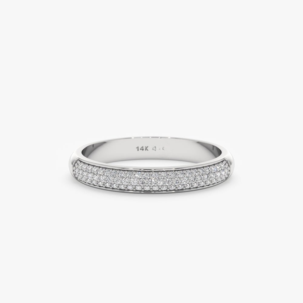 925 Sterling Silver Pave Diamond Dome Ring