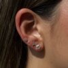 925 Sterling Silver Pave Diamond Emerald Evil Eye Stud Earring - Image 2