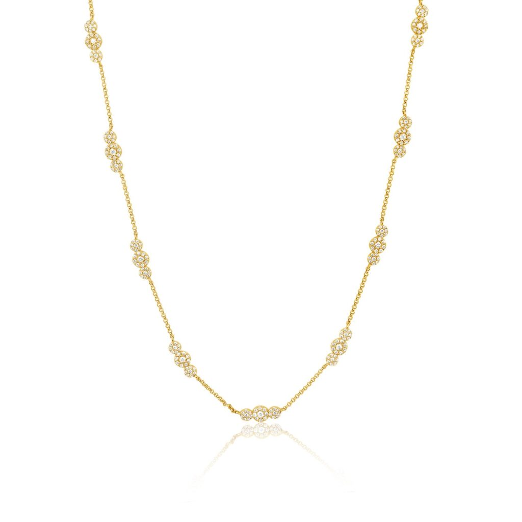 925 Sterling Silver Pave Diamond Graduated Necklace