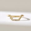 925 Sterling Silver Pave Diamond Half Hexagon Stacking Ring - Image 2