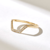 925 Sterling Silver Pave Diamond Half Hexagon Stacking Ring - Image 4