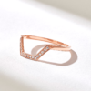 925 Sterling Silver Pave Diamond Half Hexagon Stacking Ring - Image 5